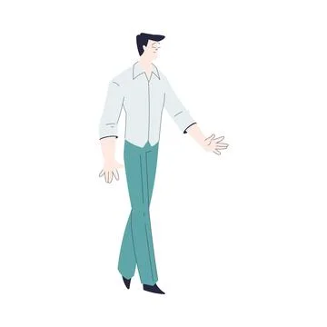 Happy Man Character Dancing Moving Body Vector Illustration Stock Illustration