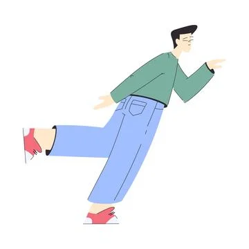 Happy Man Character Float and Flying in the Air Vector Illustration Stock Illustration