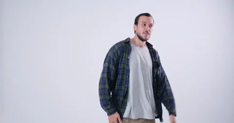 Happy Man dancing and jumping in slow motion Stock Footage 143945027