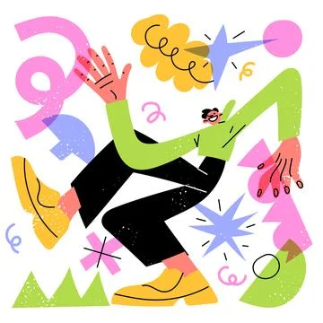 Happy man dancing celebrating vector illustration Stock Illustration