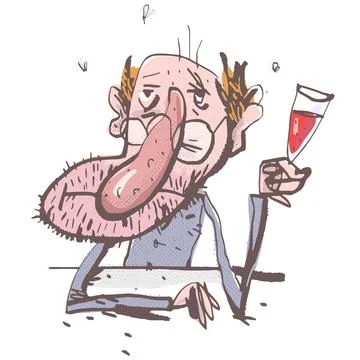 Happy Man Drinking Vine. Vector illustration isolated on white background Stock Illustration