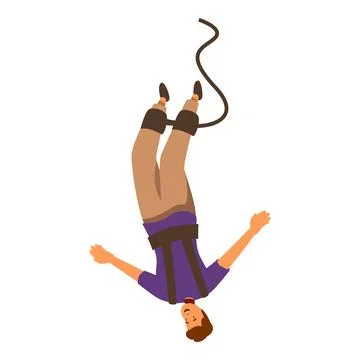 Happy man falling down during bungee jumping from high altitude Stock Illustration