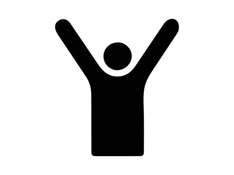 Happy man with hands up vector icon Stock-Illustration