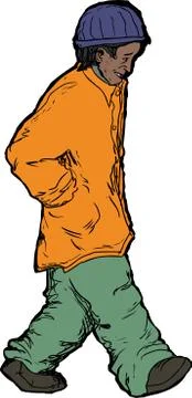 Happy Man in Hat Walking Stock Illustration