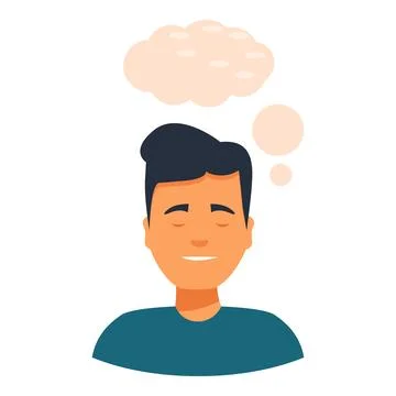 Happy man is imagining something and smiling with closed eyes Illustrazione stock