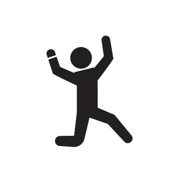 Happy man jumping black vector concept icon. Happy man jumping flat illustration Stock Illustration