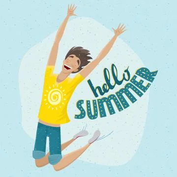 Happy man jumping Stock Illustration