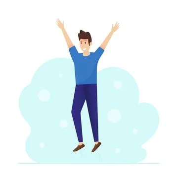 Happy man is jumping. Vector illustration. Stock Illustration