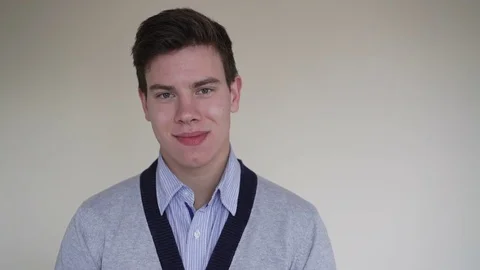 Happy man looking at camera and smiling sincerely. 4K 스톡 동영상 70182600