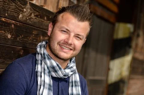 Happy man looking at camera posing fashion Foto stock