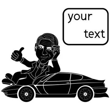 Happy man lying on a car Stock Illustration