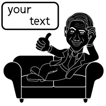 Happy man lying on a sofa Illustrazione stock