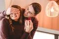 The happy man makes an offer of marriage to his girlfriend Photo