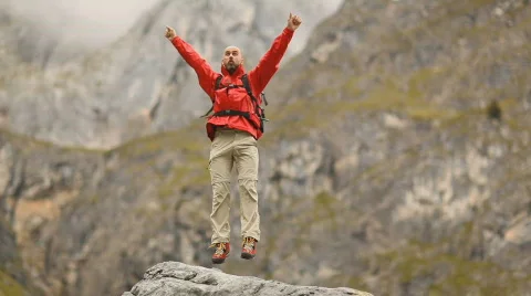 Happy man in red Stock Footage 520413