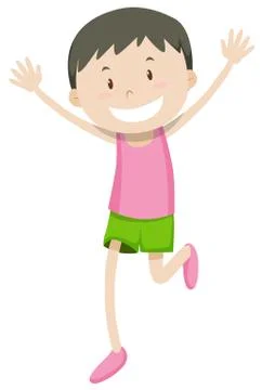 Happy man running alone Stock Illustration