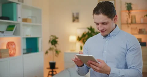 Happy Man Shops Online Stock Footage 276335845