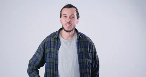 Happy Man smiling on white background 库存影片 143943529