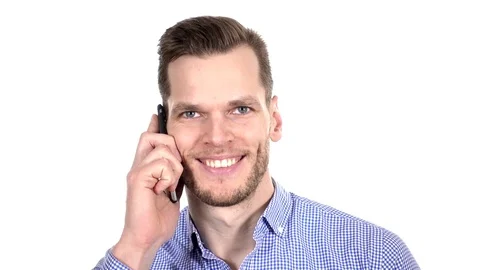 Happy man talking on the phone Stock Footage 84010610