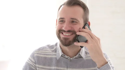 Happy Man Talking on Phone for Work Stock Footage 114831729