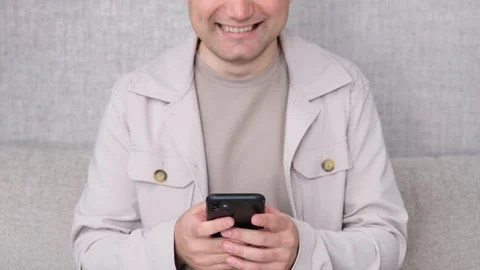 Happy man texting Stock Footage 270949457
