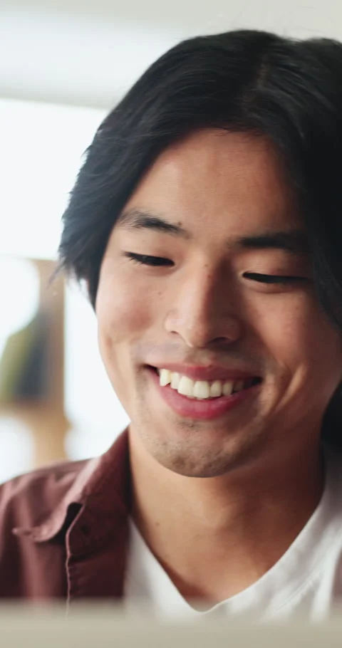 Happy man, thinking and laptop with idea in home for problem solving, remote Stock Footage 331653915