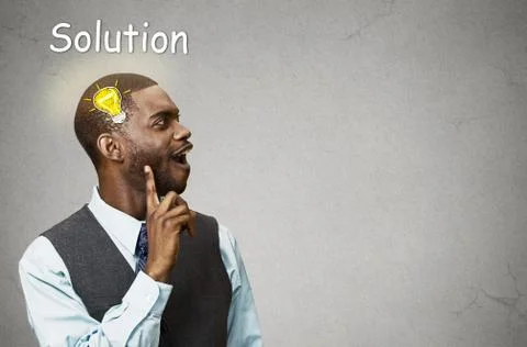 Happy man thinking found solution for problem 스톡 사진
