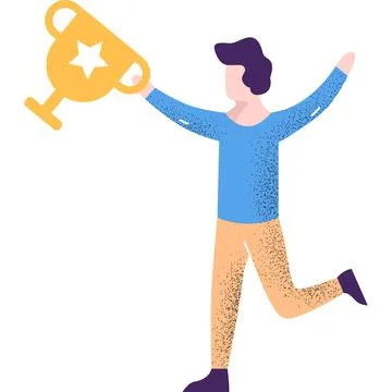 Happy man with trophy goblet isolated vector icon Stock Illustration