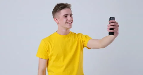 Happy Man using smartphone to video call Video stock 144959282