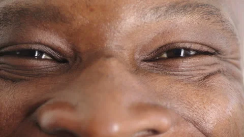 Happy man, vision and eye closeup with face for optometry test, optical health Stock Footage 336674244