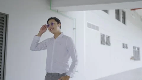 A happy man while walking outside in a good mood. Stock Footage 251973855