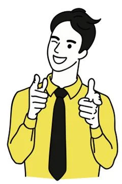 Happy man winking and pointing at you Stock Illustration