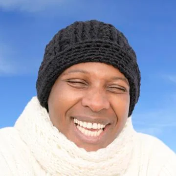 Happy man in winter 스톡 사진