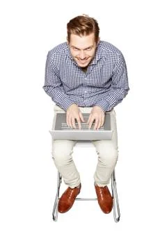Happy man working on a computer Stock Photos