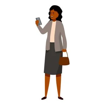 Happy manager using mobile phone, standing and holding purse Stock Illustration