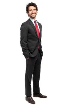 Happy manager on white background 写真素材
