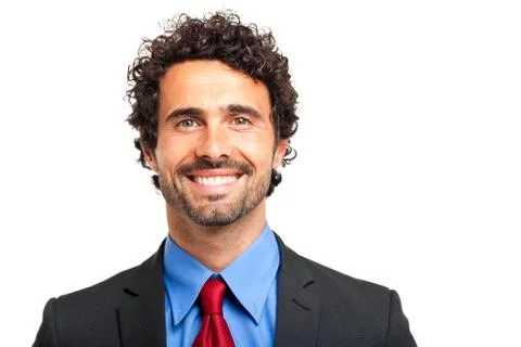 Happy manager on white background Photos