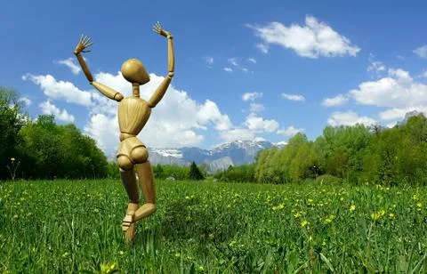 Happy mannequin Stock Illustration