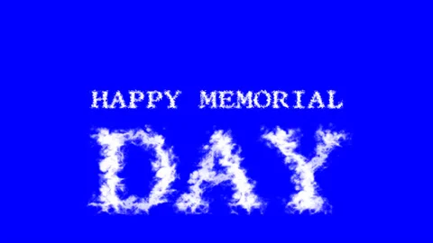 Happy Memorial Day cloud text effect blue isolated background Stock Footage 139641088