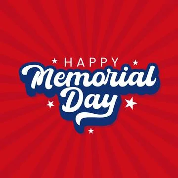 Happy memorial day vector template with lettering illustration on red background Stock Illustration