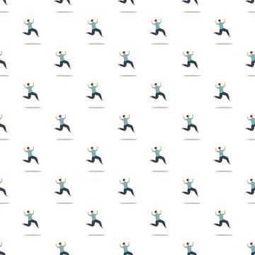 Happy men jumping pattern on white background Illustrazione stock