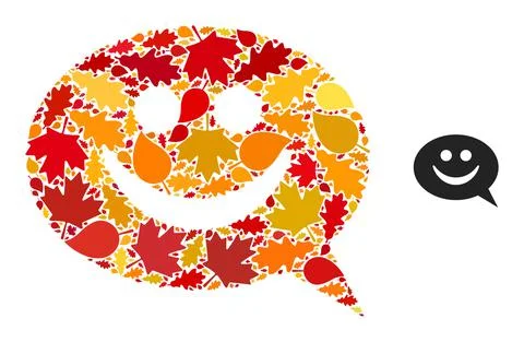 Happy Message Autumn Composition Icon with Fall Leaves イラスト素材