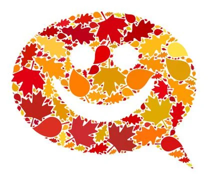 Happy Message Autumn Composition Icon with Fall Leaves イラスト素材