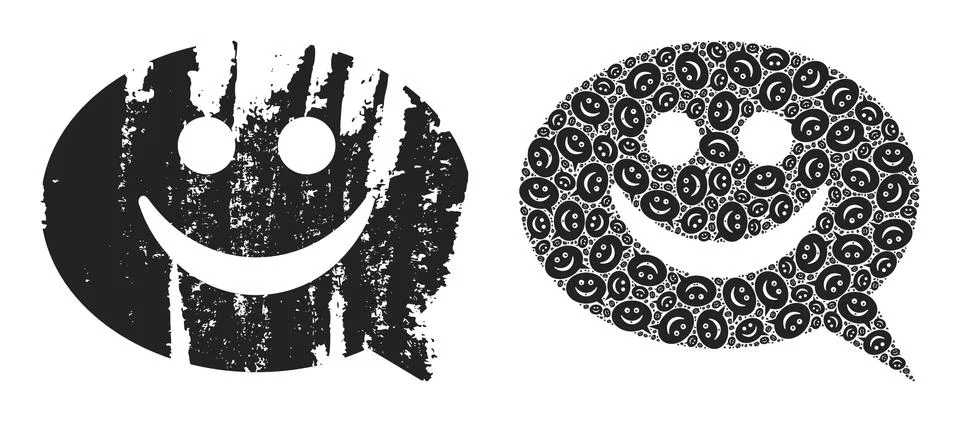 Happy Message Icon Recursion Collage and Grunge Textured Icon Illustrazione stock