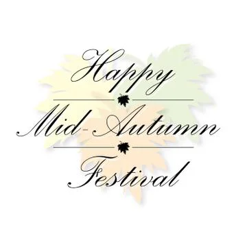 Happy mid autumn festival banner on maple leaves white background Stock Illustration