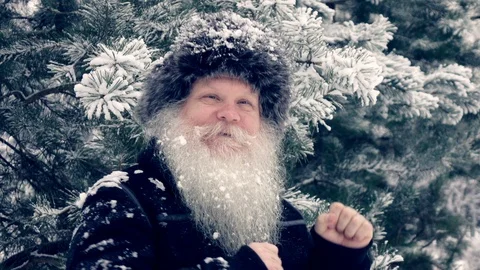 Happy middle aged bearded man dancing and smiling on camera Vidéo 124050316
