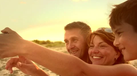 Happy middle aged couple taking selfies with smartphone outdoors. Stock Footage 67359027