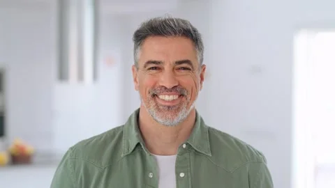 Happy middle aged man standing looking at camera at home. Portrait. Stock Footage 270260803