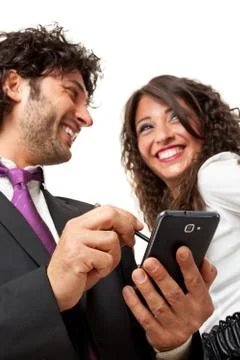 Happy mobile technology Stock Photos
