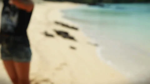 Happy model on the beach. Stock Footage 38314136