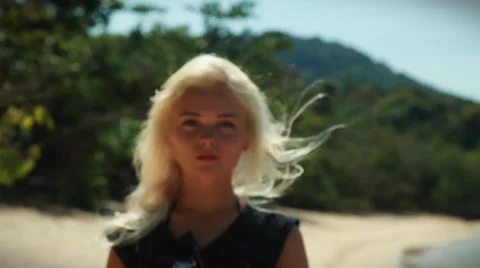 Happy model on the beach. Stock Footage 38314207